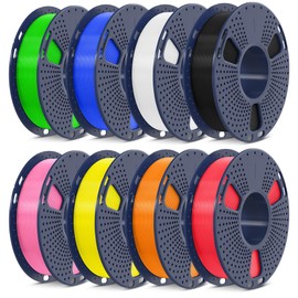 SUNLU 3D Printer Filament Bundle Multicolor PETG Filament 1.75mm, Individually Vacuum-Sealed, 0.25kg per Spool, 2kg in Total, 8 Pack, 8 Colors, Black+White+Yellow+Red+Pink+Orange+Blue+Green