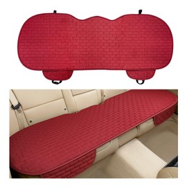 ZNDAW Back Car Seat Cover, Anti-Slip Breathable Linen Bottom Seat Protector Covers with Storage Pockets, Long Rear Seat Cushion Pad for Most Cars SUVs Truck Van (Wine Red)