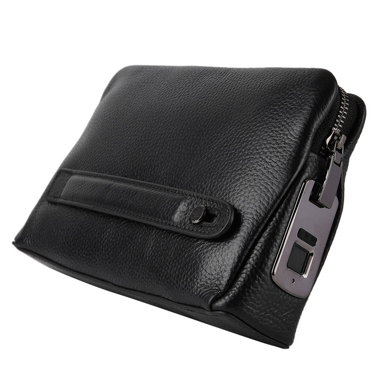 Fipilock FL-V1 Men Zipper Leather Wallet Smart Fingerprint Security Anti