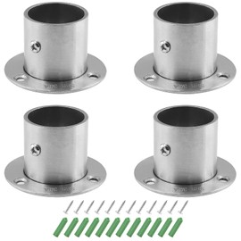 Jiozermi Stainless Steel Curtain Rod Holders, 4 Packs 1 1/4" Durable closet curtain rod brackets for wall, Shower Curtain Rod Holder, Brushed Finish Closet Rod Support