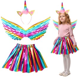 Animal Costume Children's Tutu Animal Dress Tutu Skirt with Accessories Animal Ears Headband Nose Bow Tie Animal Paws Gloves Tail Animal Fancy Dress Set Carnival Party Costume for Children (Unicorn B)