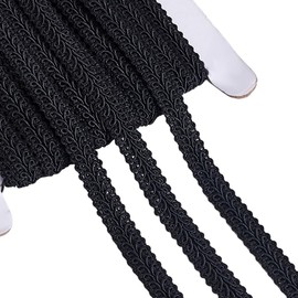 AHANDMAKER 25 Yards Black Braid Lace Trim Polyester Woven Fabric Trim 11mm/0.45" Decorative Gimp for Costume DIY Crafts Sewing Curtain Slipcover Decoration Jewelry Making Accessories