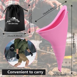 DiviDermy Urinella for Women, Reusable Urinella, Portable Women's Urinal, Foldable Urinal with Extension Tube, Women's Urinal for Camping, Travel, Hiking, Mountaineering, Pink