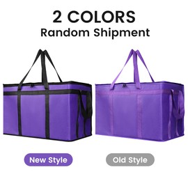 Bodaon 2-Pack Insulated Food Delivery Bag, XXX-Large Meal Grocery Tote Insulation Bag for Hot and Cold Food, Commercial Cooler/Thermal Shopping Bags, Large Capacity Reusable Warming Bag, Purple