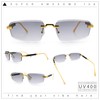 Bevel Lens Rimless Hustler Retro Gangster Rapper Rectangle Luxury Sunglasses