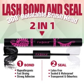 Custom Lashes Set False Eyelashes Extension Dark Brown D curl with Eyelash Glue and Sealer FADVAN (30D+40D-0.07D-Mix 9-16mm)