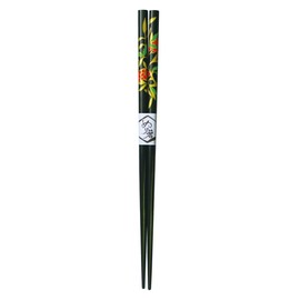 Marujyu 742812 Painted Chopsticks Nanten, Set of 2, Black, Red, 8.9 inches (22.5 cm)