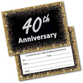 doodlecards Ruby Wedding Anniversary Invitations 40th Pack of 20 Invites and Envelopes and Envelopes. Printed in UK, Premium Quality & 100% Recyclable.