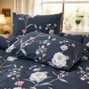 Grey Floral Bedding Set Queen Cotton Duvet Cover Botanical Reversible