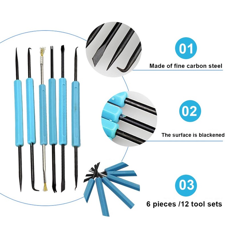 IKOPFLN 6 in 1 Blue Double-Sided Solder Assist Disassembly Tool,