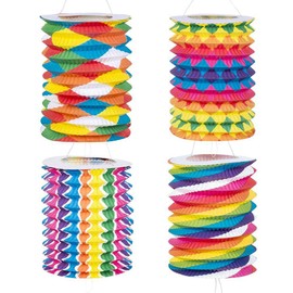 Boland 42031 Paper Lantern Fantasy, Pack of 12, Size 13 cm, 4 Assorted Designs, Train Lantern, Multicoloured, Lantern, Birthday, Lantern Train, Garden Party, Hanging Decoration, Theme Party, Carnival