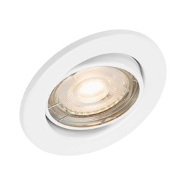 Trango Set of 6 LED Recessed Spotlights in White Round 6729-066MCOBSD Including 3 Levels Dimmable Ultra Flat LED Module 3000 K Warm White Recessed Ceiling Spotlight Ceiling Light