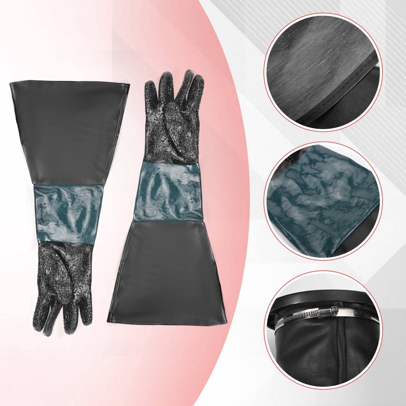 Liseng Sandblasting Gloves for Sandblasting Cabins, 60 cm with O-Rings