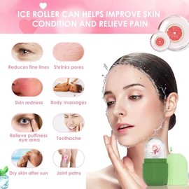 Set de Bandeja para Hielo Facial y Gua Sha, Herramienta de Masaje Facial con Bolsa de Almacenamiento, para Tratamiento de Belleza y Cuidado de la Piel