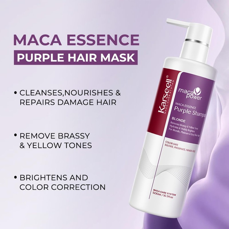 Karseell Purple Shampoo for Blonde Silver Gray Highlighted Hair Professional