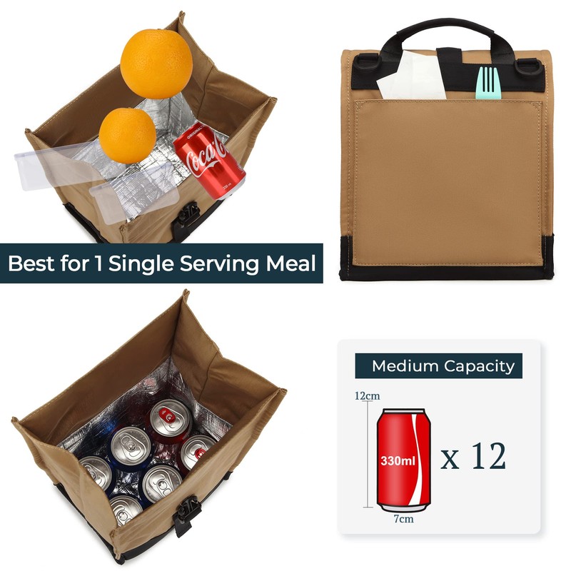 SUNNY BIRD Insulated Lunch Bag Rolltop Lunch Box Tote Bag