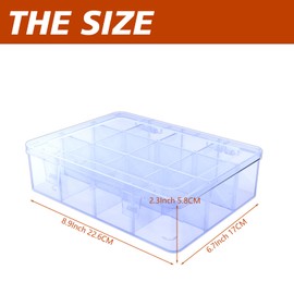 SRNYJAO Plastic Tackle Box, Large 12 Grids Clear Tackle Box Organizer with Removable Dividers for Tool Fishing Tackle Box Snackle Box Container Hook