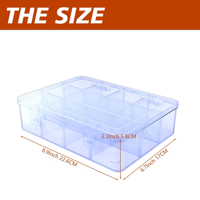 SRNYJAO Plastic Tackle Box, Large 12 Grids Clear Tackle Box
