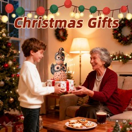 Solar Garden Statues Outdoor Decor, Watering Owl Statue Garden Decor, Resin Yard Decorations Outdoor for Patio, Porch, Balcony, Lawn Ornaments, House Warming Birthday Gifts for Mom Women Grandma