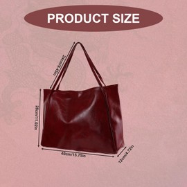 FuninCrea Large Handbag Women's Retro PU Leather Tote Bag with Magnetic Closure, Plus Size Shoulder Bag, Women's Waterproof Shopper Bag, Women's Fashionable Handbag for Laptop Book, White