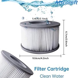 Mscomft for mspa hot tub filters Whirlpool Filter Cartridge Water Filter Filter for Hot Submarine and Spa for Inflatable Pools Water Filter Model from 2020 (4 Pieces)