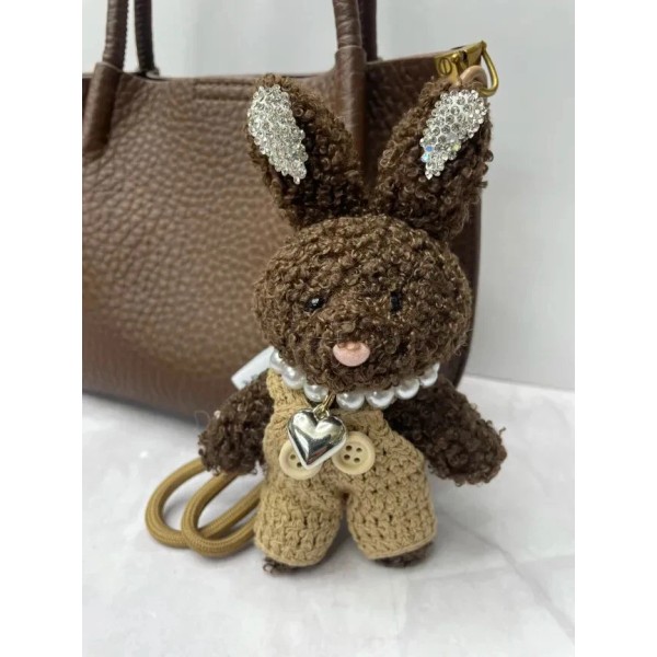 Doll Cute Bunny Bag Charm Pearl Heart Plush Bag Keychain