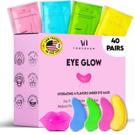 VogueNow Under Eye Patches For Puffy Eyes (40 Sets) With Bonus Lip Masks - Under Eye Patches for Dark circles and Puffiness - Under Eye Mask Treatment - Hydrating 4 Flavors Eye Masks - Reduce Dark Circles