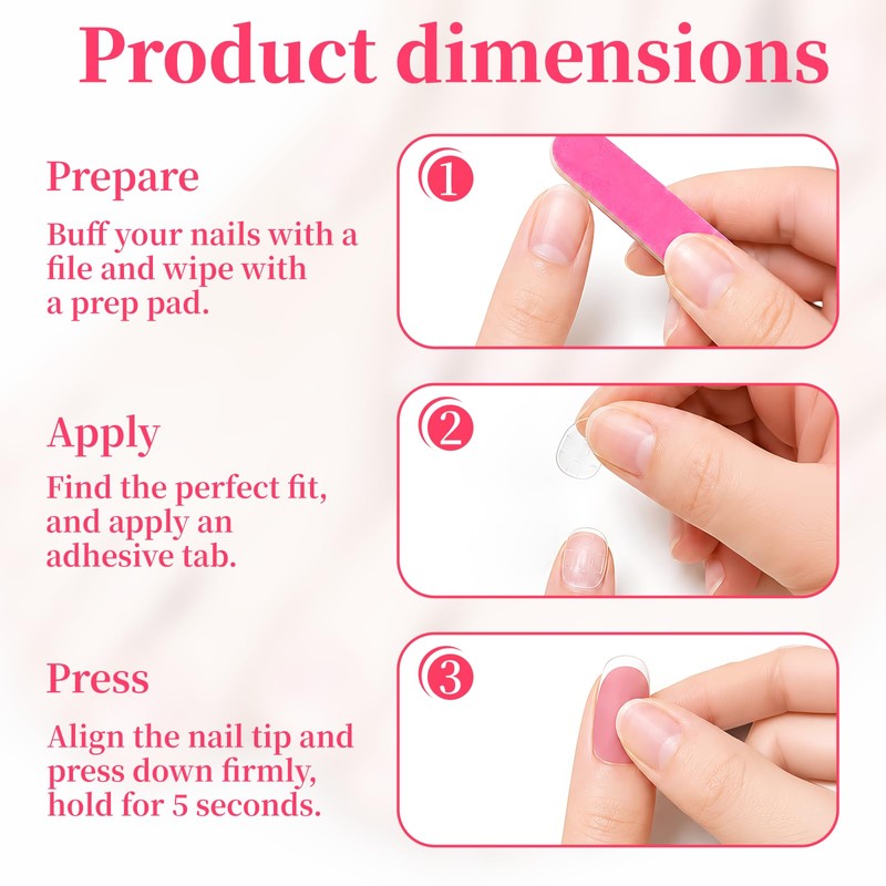 60 Pcs White French Tip Press on Nail, 15 Sizes