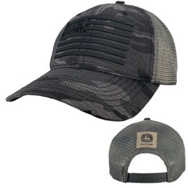 John Deere Camo Farm Country Flag 6 Panel Mesh Hat, Camo