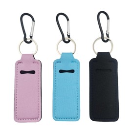 TIKIYOUN 3 Pack Chapstick Holder Keychain Set – Cute Lip Balm Holder Keychains for Women, Includes Pink, Blue & Black, Perfect Stocking Stuffers & Lip Gloss Holder Keychain