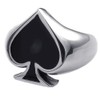 Men's Women's Poker Spade Ace Ring Black Silver Size 7