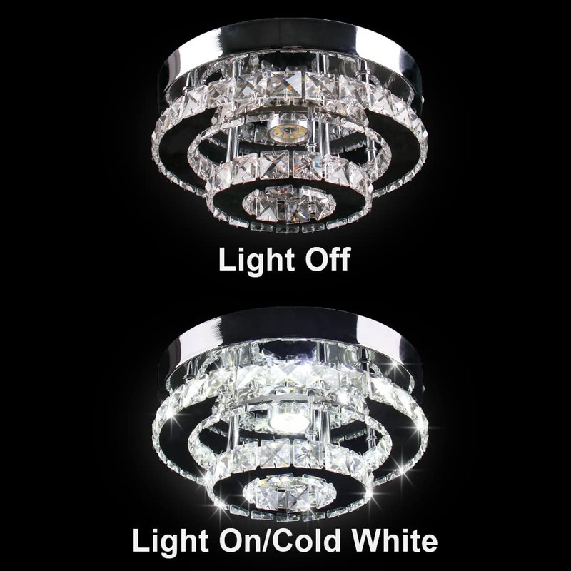 Cainjiazh Mini Chandelier LED Crystal Ceiling Light 2 Layers Flush