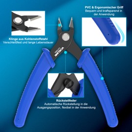 VCELINK Pince Coupante Precision, Mini Pince Coupante Modelisme Convient pour la Réparation de l'Industrie Électronique, Traitement de Bijoux, Fabrication de Modèles DIY, 129 mm Bleu Lot de 3