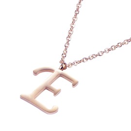 Morella Ladies' Necklace with Letter Pendant, Stainless Steel, Rose Gold, in Gift Bag, Stainless Steel