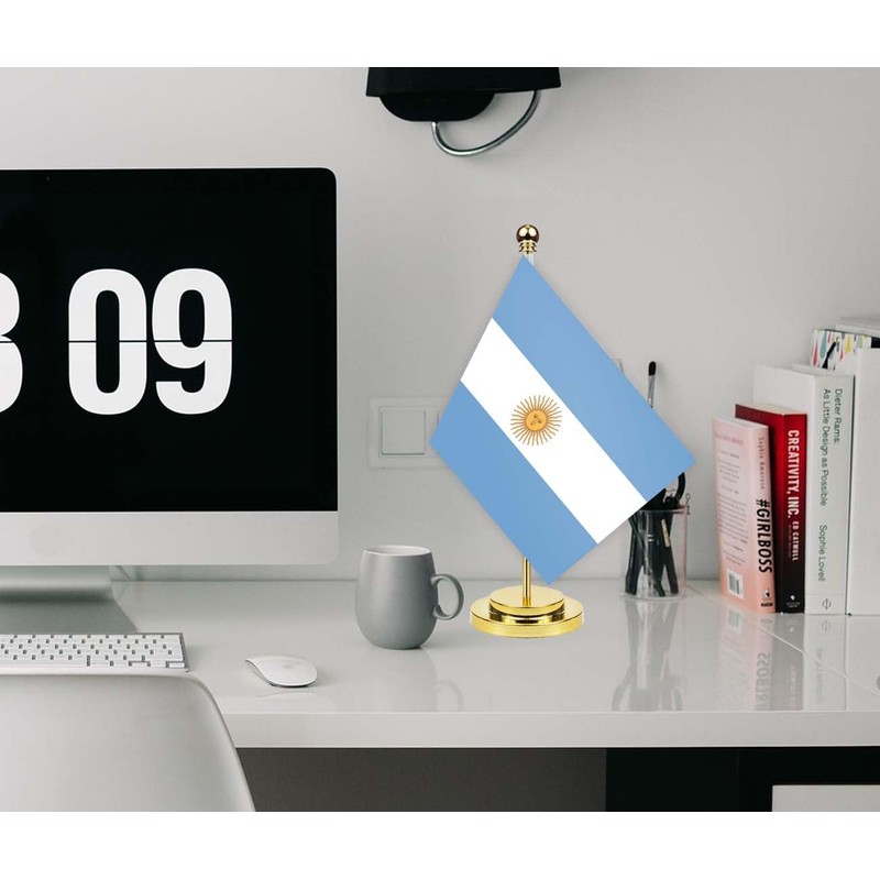 Argentina Desk Flag,12 inch Tall Small Argentinians Indoor Banner,Tiny Printing