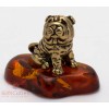 Solid Brass Amber Figurine of Chinese Shar-Pei Dog IronWork