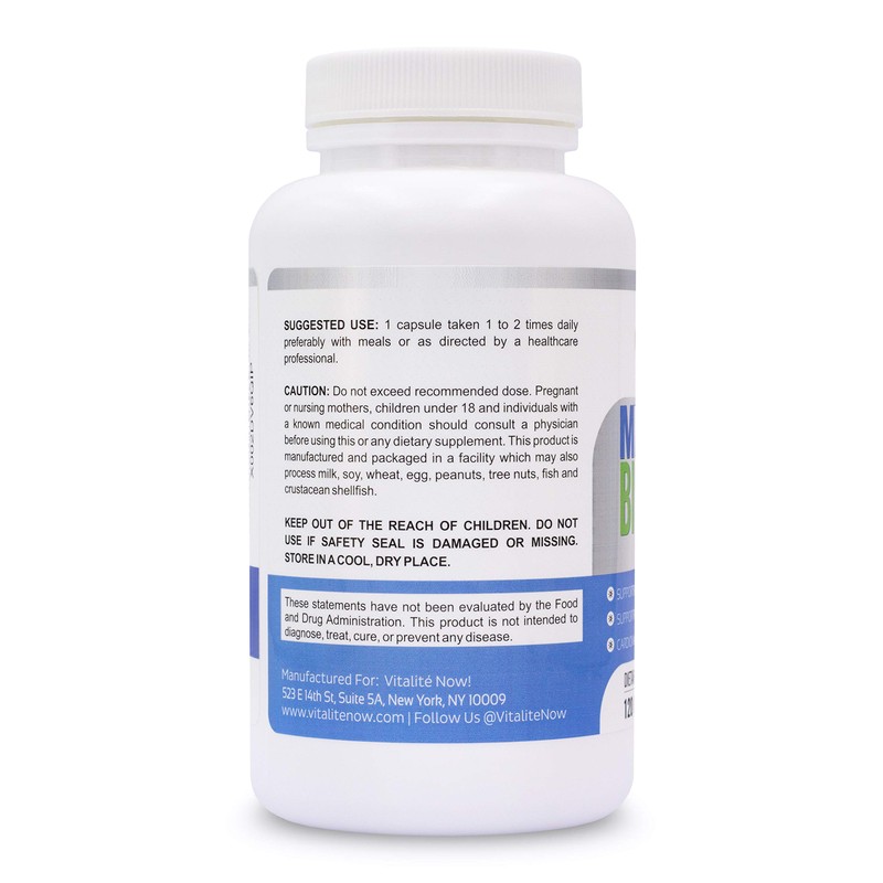 Vitalité Now! Magnesium Bisglycinate 200mg - 100% Chelated Capsules for
