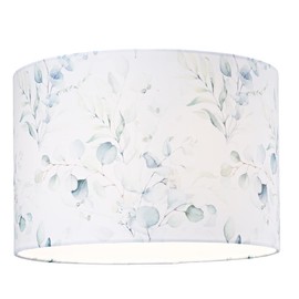 Contemporary and Elegant Floral Watercolour Lampshade with Teal, Blue and Green Soft Pastel Tones| 60w Maximum | Inner White Cotton Fabric by Happy Homewares