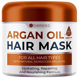 Máscara de aceite de argán marroquí - Hidratante acondicionador profundo para cabello seco y extremadamente dañado - Tratamiento reparador hidratante para puntas abiertas - Con colágeno y queratina para cabello rizado, encrespado y teñido