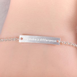 You Make a Difference Gifts, Make a Difference Bracelet, 925 Sterling Silver Bracelets for Women, Little Words Project Bracelets, Teacher Bracelets for Women, Engrave Bracelets for Women by ALiLuYa