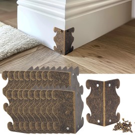 Skiffers Baseboard Corner Protectors, Vintage Decorative Metal Corner Covers, Wall Corner Protectors for Skirting Board Protection