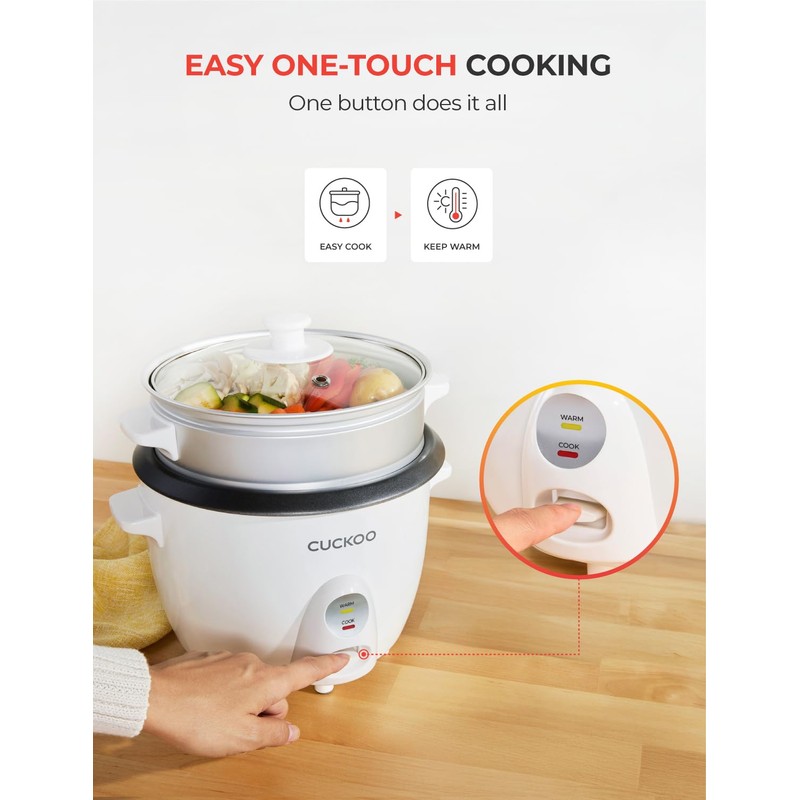 CUCKOO One Touch Rice Cooker 12-Cup Cooked, Small Rice Cooker