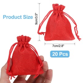uxcell 20 Pcs Burlap Bags with Drawstring, 2.8 x 3.5 Inch Favor Sacks Bag Jewelry Pouches for Christmas Thanksgiving Birthday Wedding Party Gifts Bags, Red