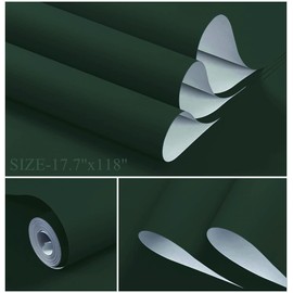Dimoon 78.7''x17.7'' Dark Green Peel and Stick Wallpaper Contact Paper Modern Self Adhesive Wall Paper Removable Renter Friendly Textured Solid Color Cabinet Vinyl Roll (78.7''x17.7'',Emerald Dark)
