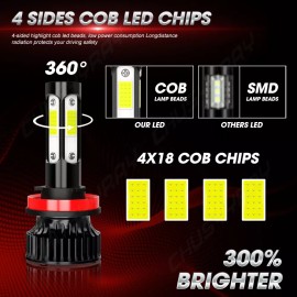 CHUSYYRAY 4PCS For Pontiac G8 2008 2009 Combo 6000k LED Headlight Hi-Lo beam H9+H11