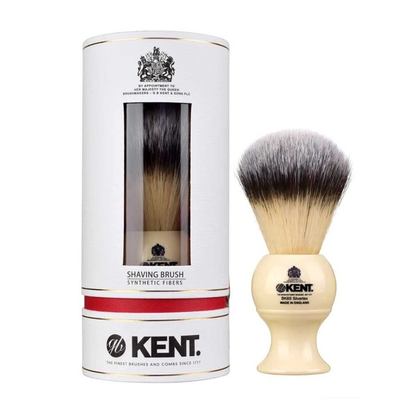 G.B.KENT Handmade Shaving Brush British Royal Purveyor Antibacterial Shaving Facial Wash Brush (Large, White), white