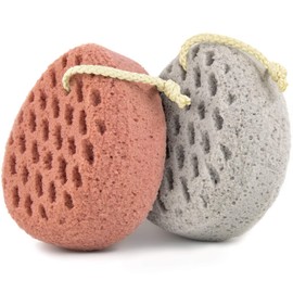 BAIMEI IcyMe Bath Sponge 2-Pack -Shower Loofah Body Scrubber with Gentle Exfoliation & Quick Lathering, Pink Grey Shower Pouf