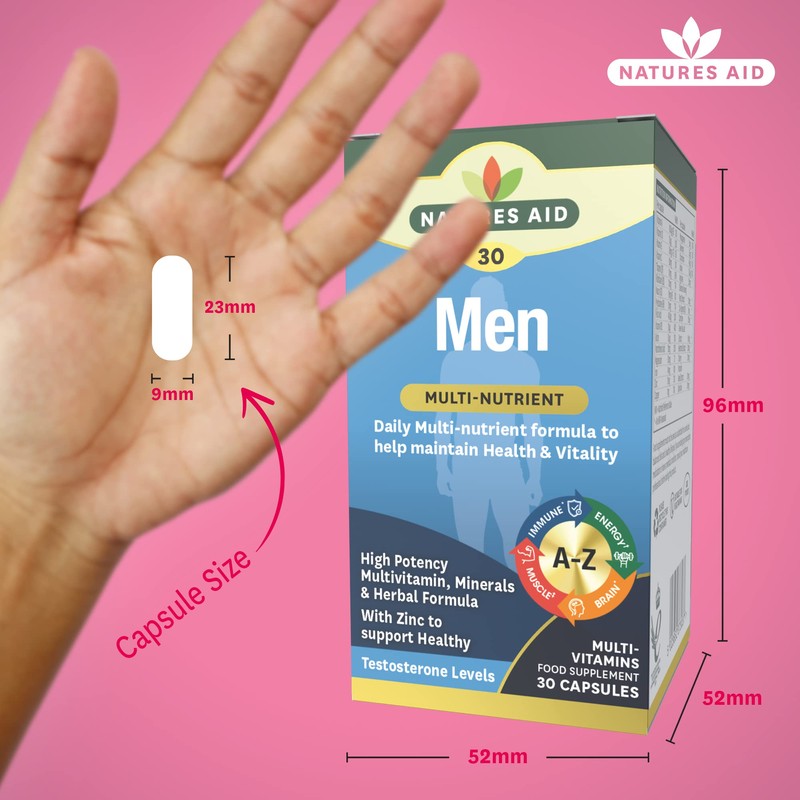 Natures Aid Men's Multi-Vitamins and Minerals Capsules (29 Essential Vitamins