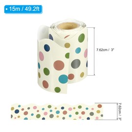 PATIKIL 3" x 32.8Ft Bulletin Board Border,Colorful Dot Scalloped Trim Strips Wall Decor for Locker Classroom Cork Poster Black Board White Chalkboard, Colorful