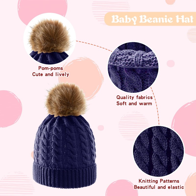 Juego de 3 guantes de gorro y bufanda para bebé,